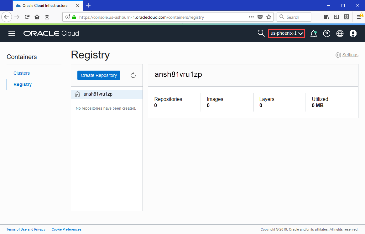 Oracle Cloud Container Registry