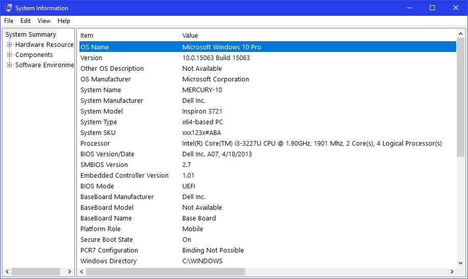 System Information for Windows