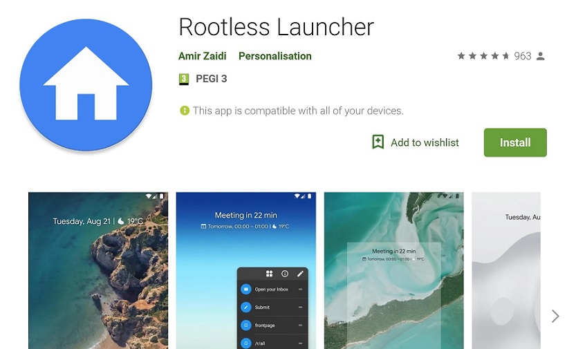 Rootless pixel launcher