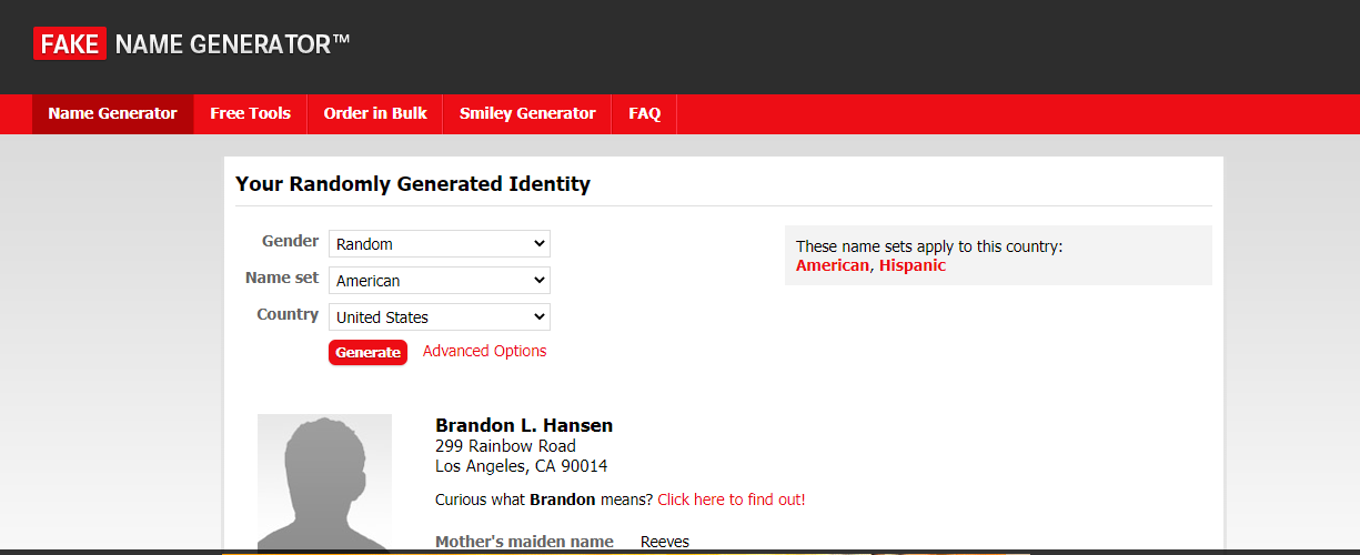 Fake Name Generator