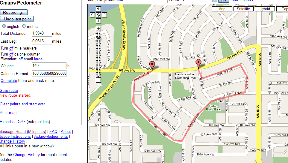 Gmaps. Gmaps pedometer.. gmap. distance off 3 miles.