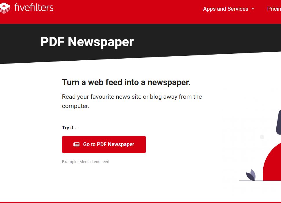FiveFilters PDF Newspaper