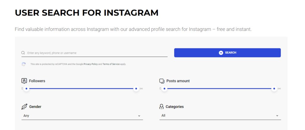Inflact Instagram Search