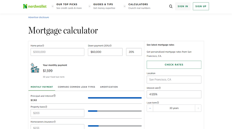 NerdWallet's mortgage calculator
