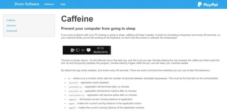 Caffine for Windows